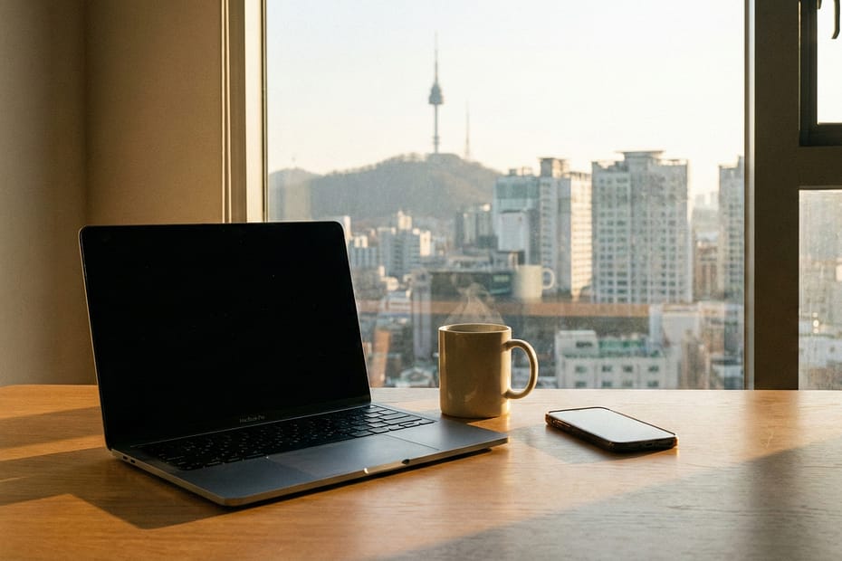 경제한입 기본 대표이미지 책상위 노트북 커피 스마트폰