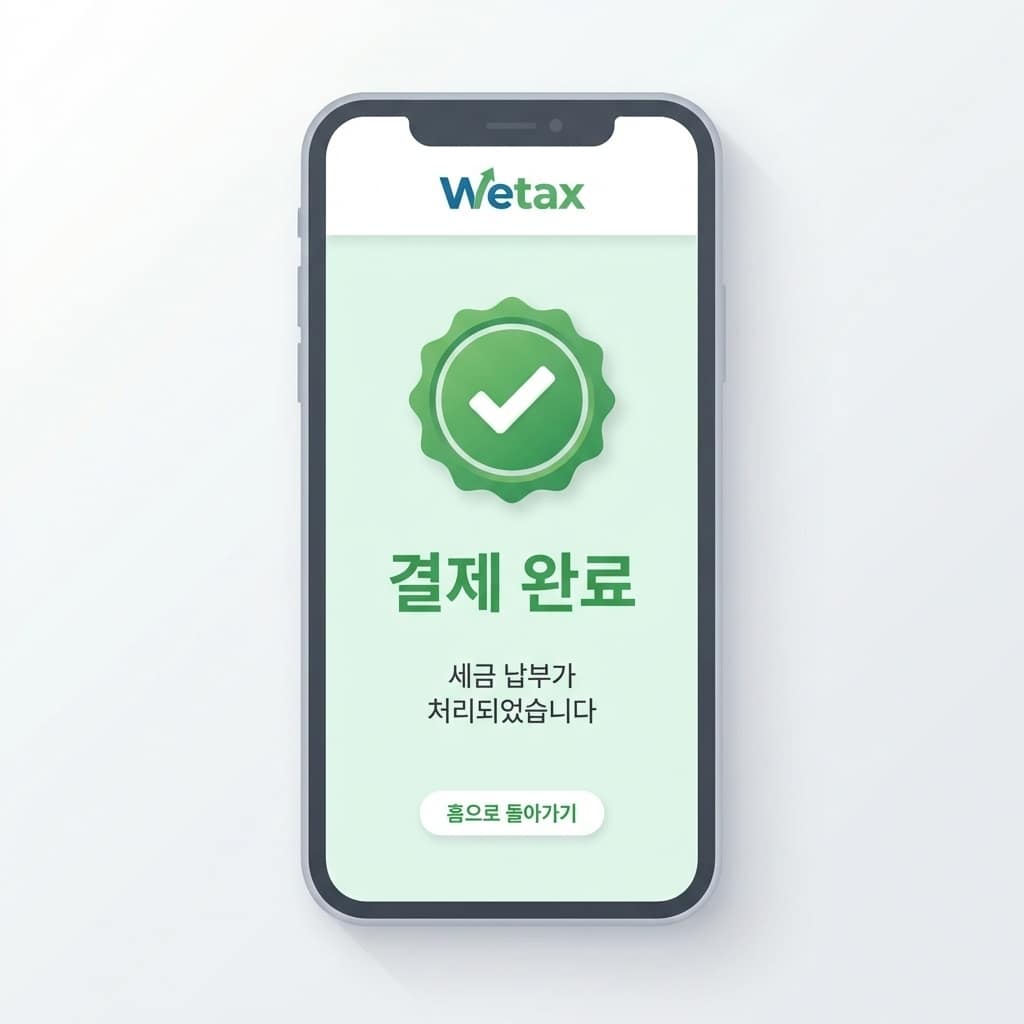 위택스 자동차세 연납 결제 완료 화면